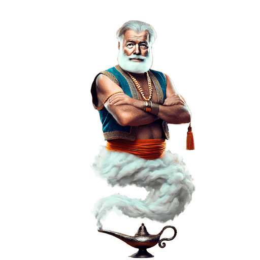 Ernest Hemingway as a genie.